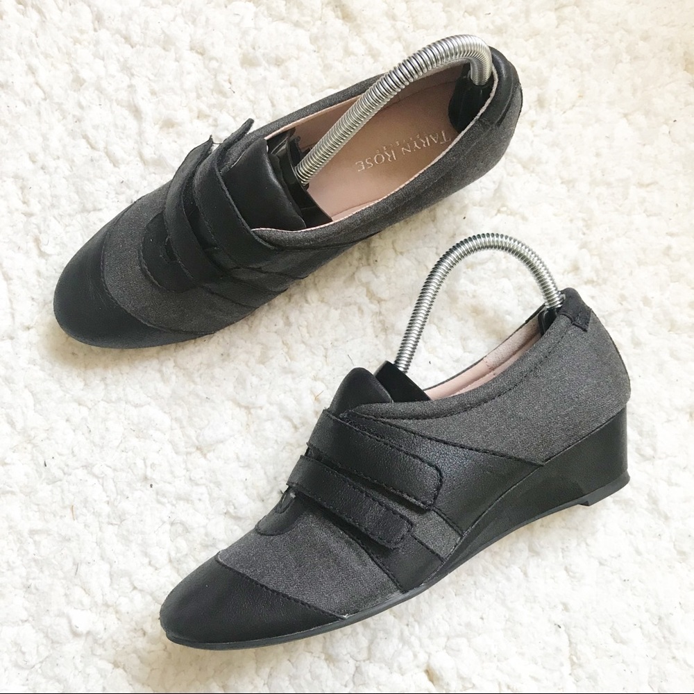 Taryn Rose Black Gray Pople Demi-Wedge Sneaker
